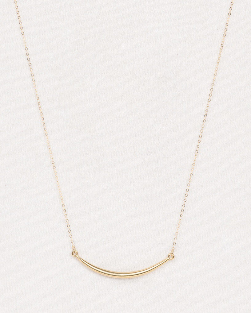 Curved Quill Necklace, Gold Filled